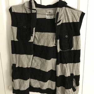 Unlimited Patience striped hooded vest